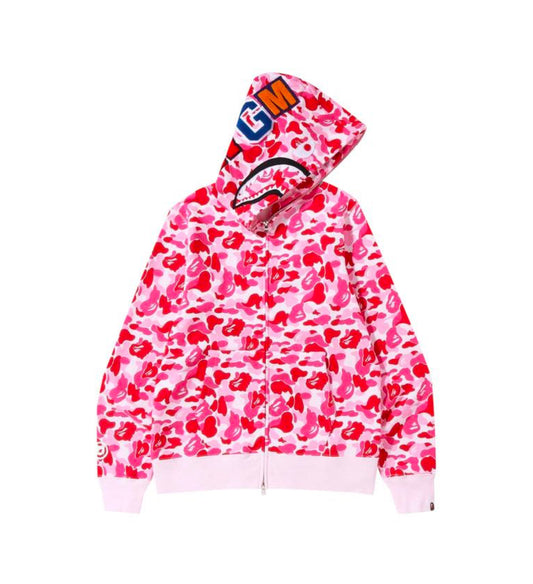 BAPE ABC Camo Shark Full Zip Hoodie ‘Pink’