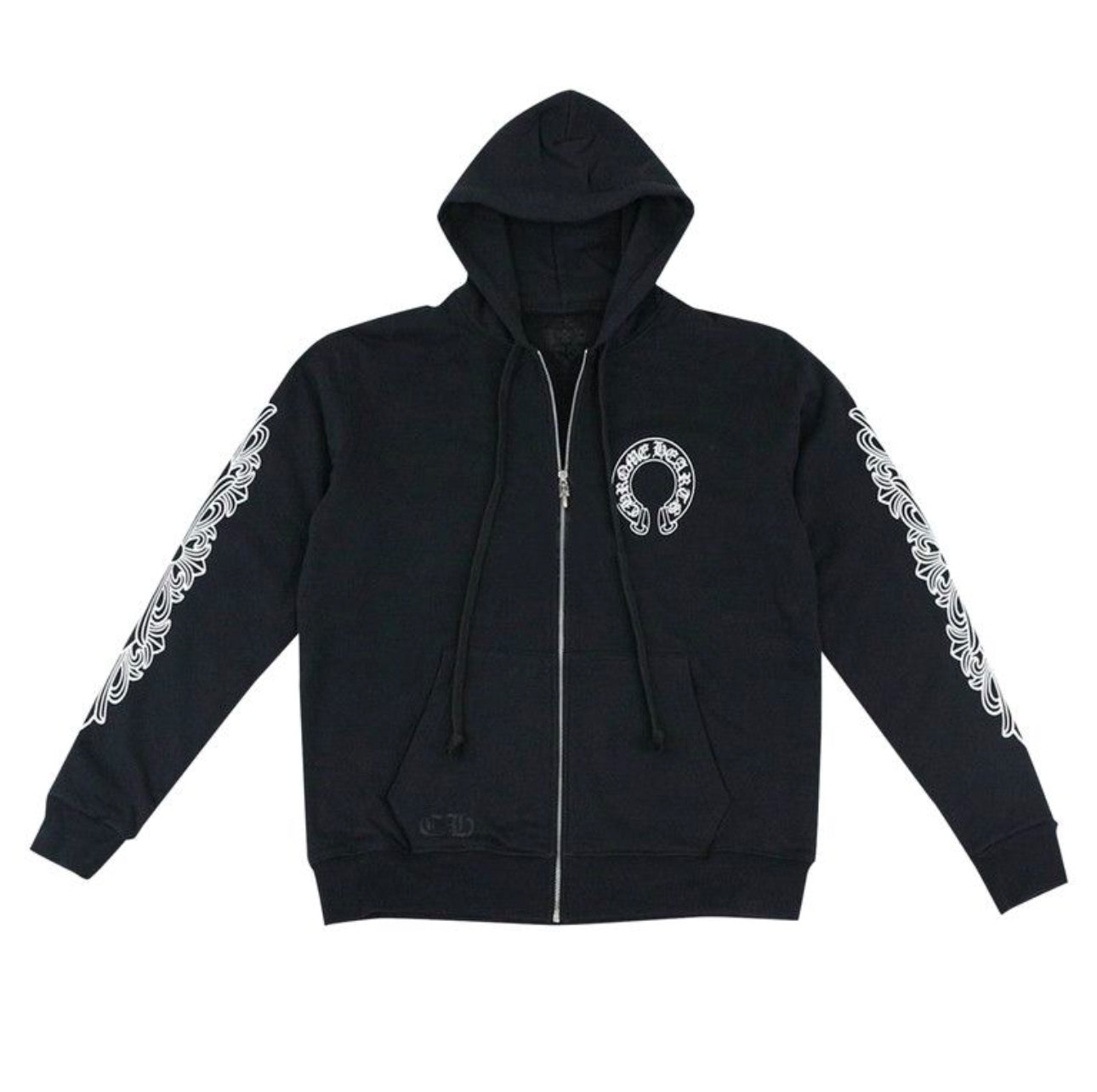 Chrome Hearts Horseshoe Floral Zip Up Hoodie ‘Black’